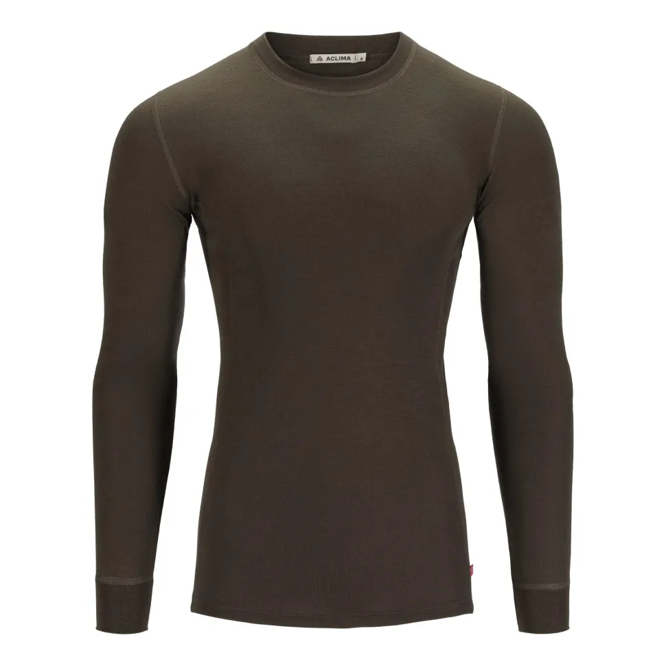 Aclima - WarmWool Crewneck Herre // Olivengrøn