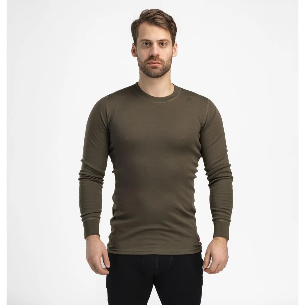 Aclima - WarmWool Crewneck Herre // Olivengrøn