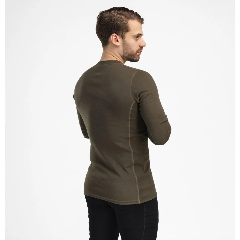 Aclima - WarmWool Crewneck Herre // Olivengrøn