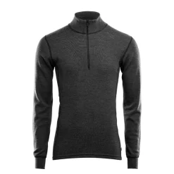 Aclima - WarmWool 200g Mock Neck Herre Uldtrøje // Grå / Sort