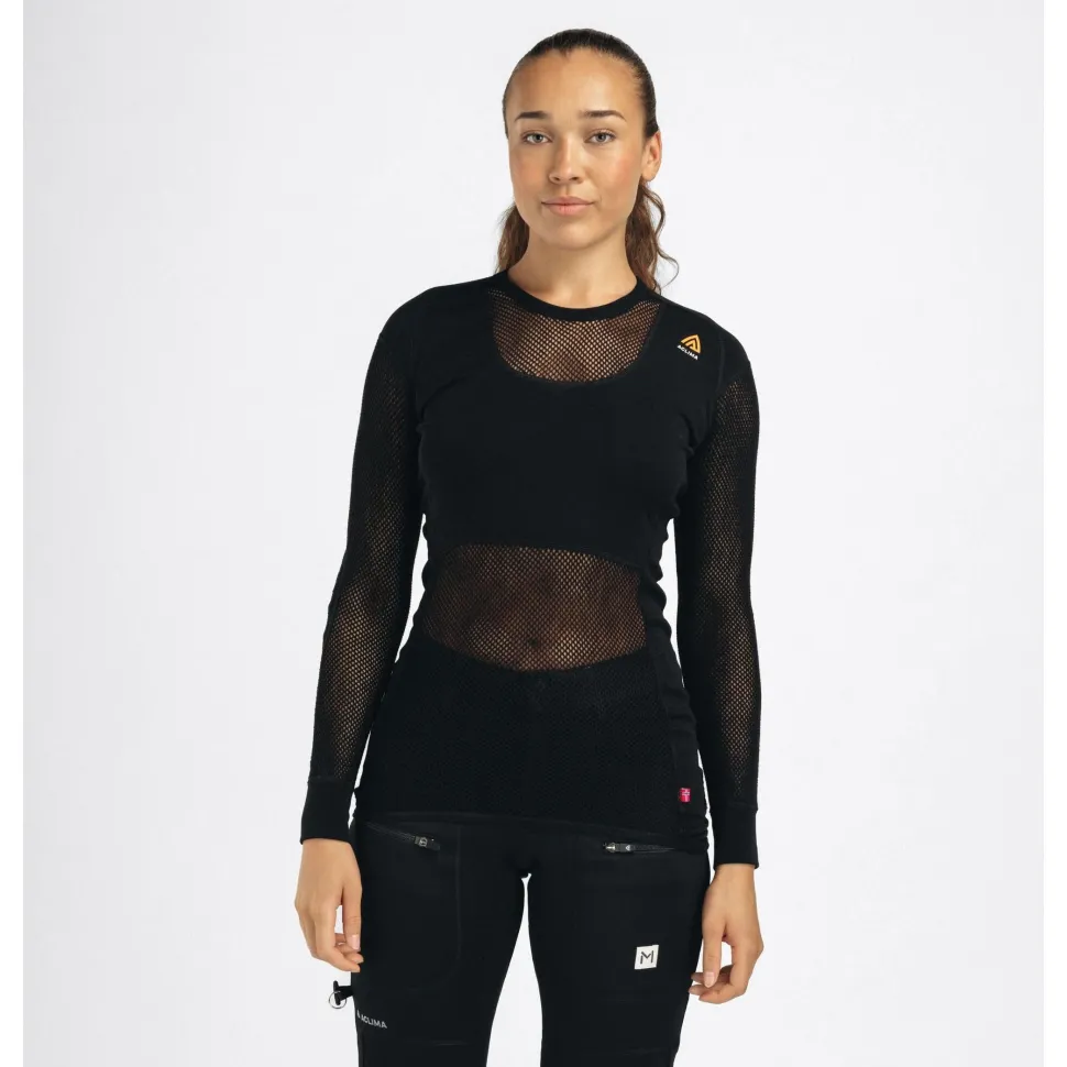 Aclima - WoolNet 120g Dame Crew Neck Uldtrøje // Sort