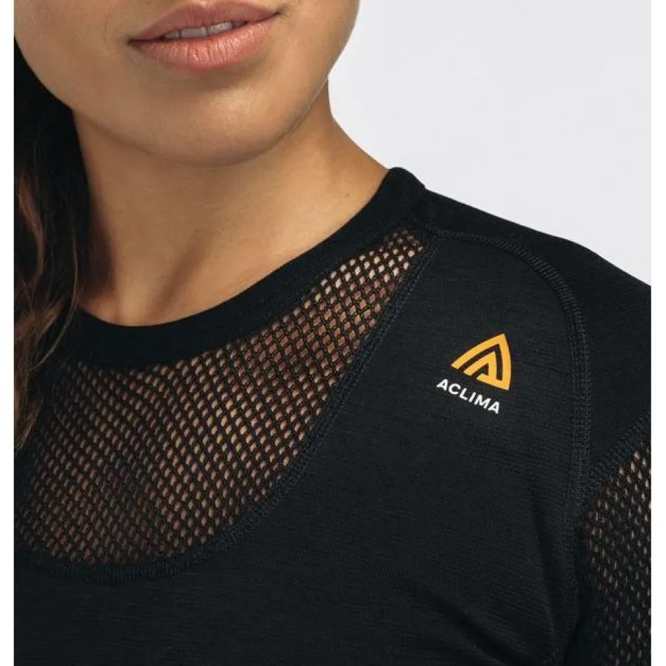 Aclima - WoolNet 120g Dame Crew Neck Uldtrøje // Sort