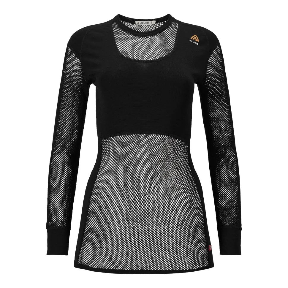 Aclima - WoolNet 120g Dame Crew Neck Uldtrøje // Sort