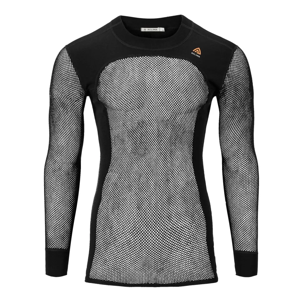 Aclima - Woolnet 120g Herre Crew Neck Uldtrøje // Sort