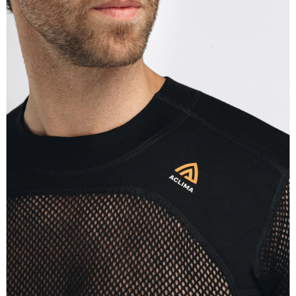 Aclima - Woolnet 120g Herre Crew Neck Uldtrøje // Sort