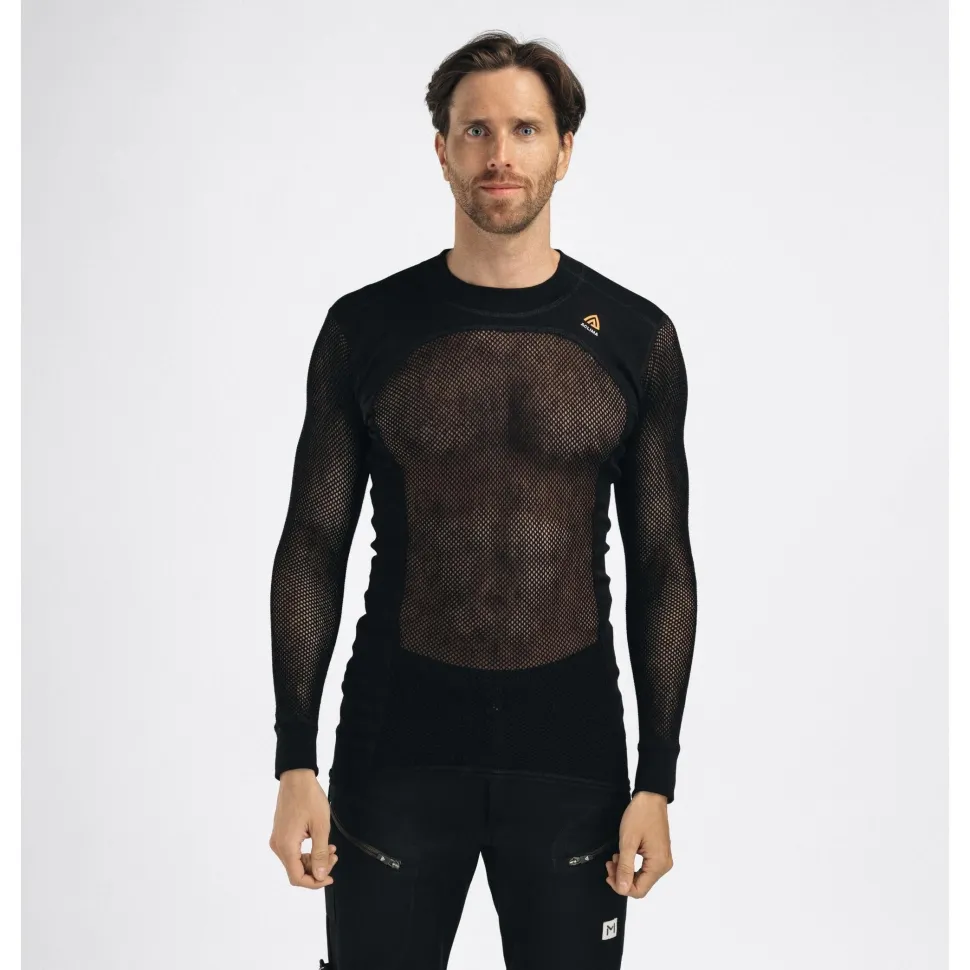Aclima - Woolnet 120g Herre Crew Neck Uldtrøje // Sort