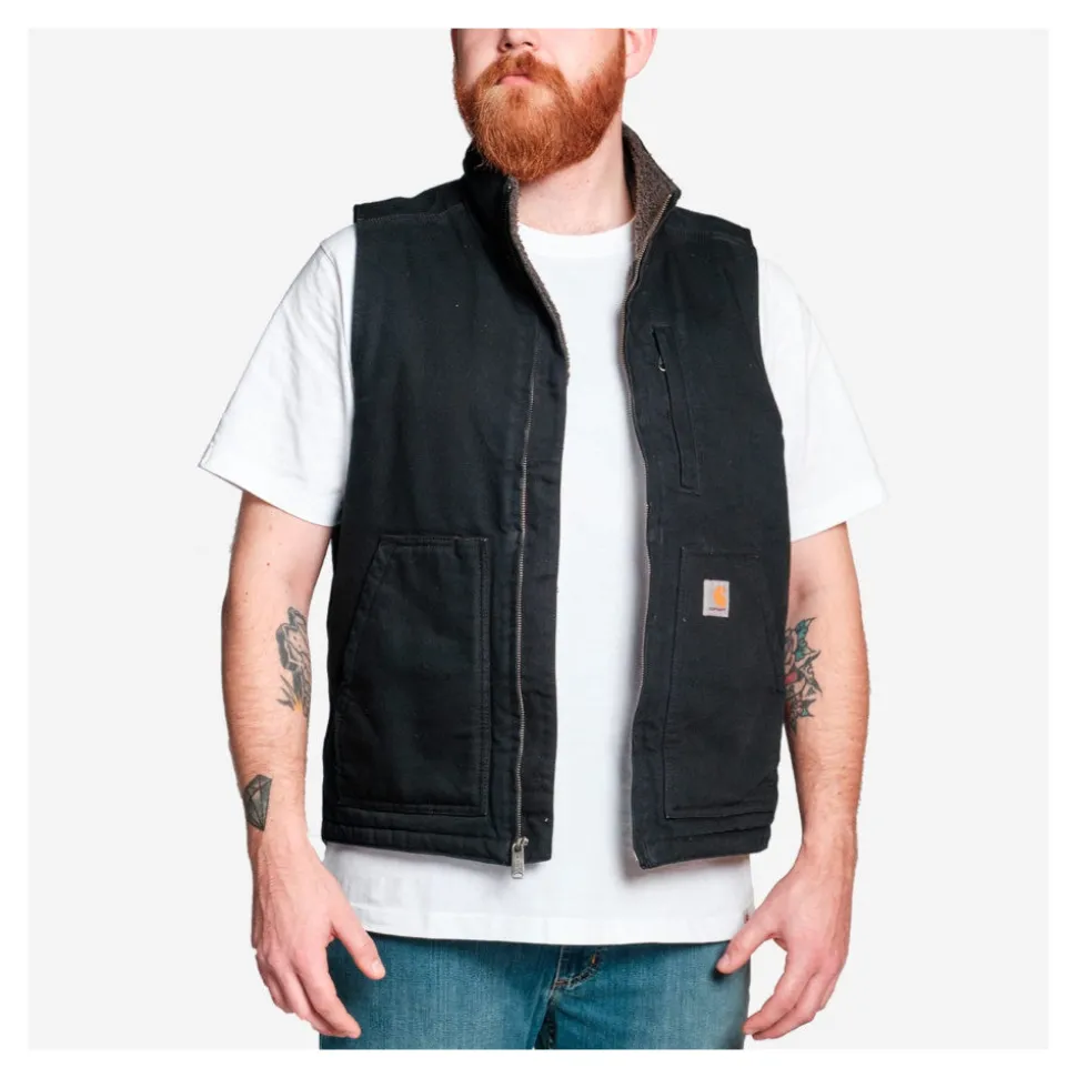 Carhartt - Washed Duck Lined Mock Neck Vest // Sort