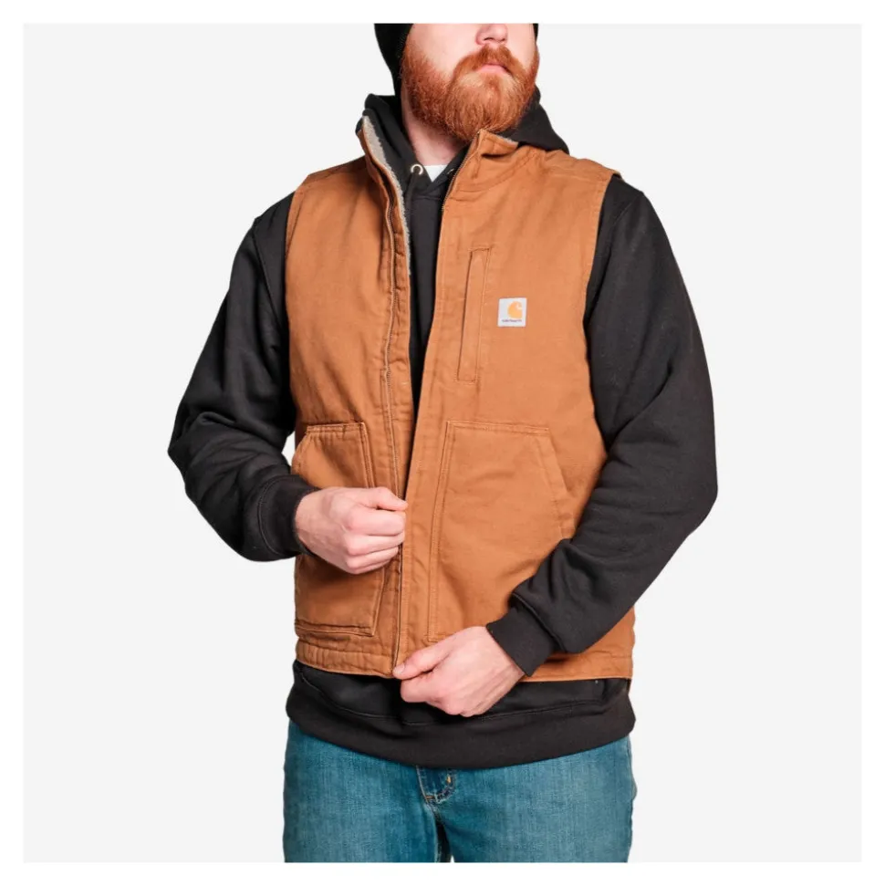Carhartt - Washed Duck Lined Mock Neck Vest // Brun