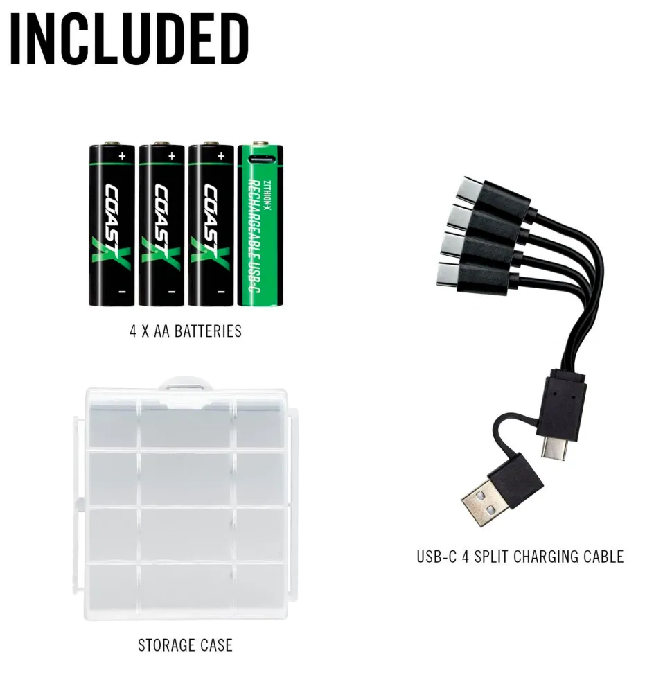 Coast - AA 1.5V USB-C genopladelige batterier 2400 mAh (4 stk)