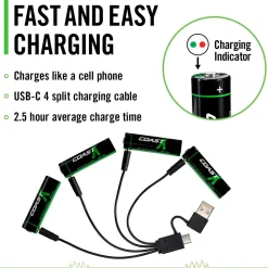 Coast - AA 1.5V USB-C genopladelige batterier 2400 mAh (4 stk)