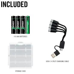 Coast - AAA 1.5V USB-C genopladelige batterier 750 mAh (4 stk)