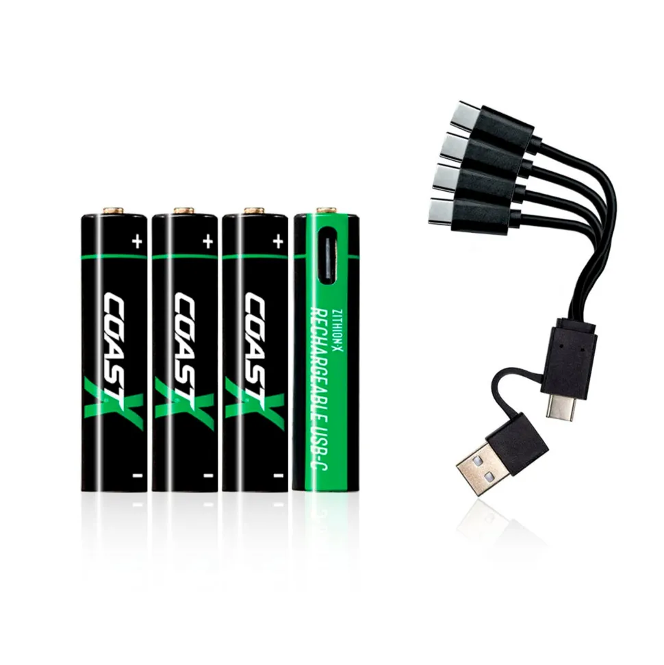 Coast - AAA 1.5V USB-C genopladelige batterier 750 mAh (4 stk)