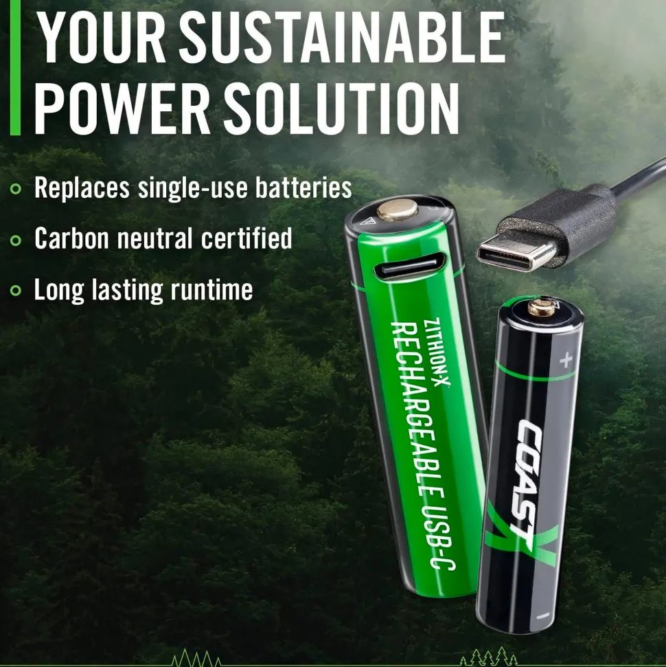Coast - AAA 1.5V USB-C genopladelige batterier 750 mAh (4 stk)