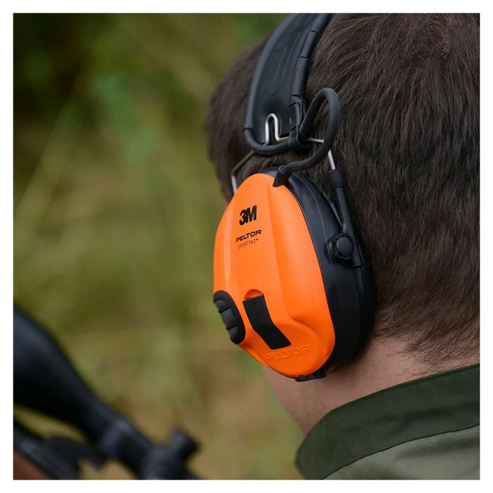 3M Peltor - SportTac Høreværn 26dB // Grøn/Orange Kopper