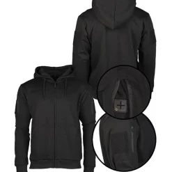 Mil-Tec - Tactical Hoodie Hættetrøje m. Lynlås // Sort