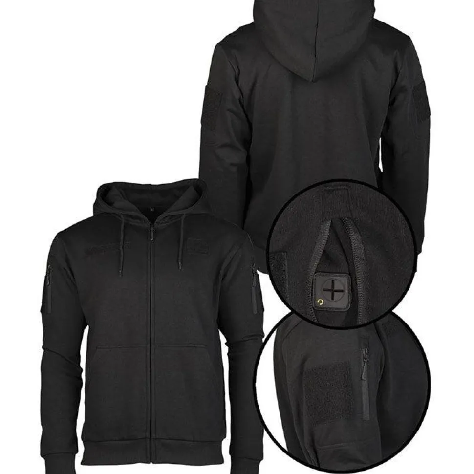 Mil-Tec - Tactical Hoodie Hættetrøje m. Lynlås // Sort