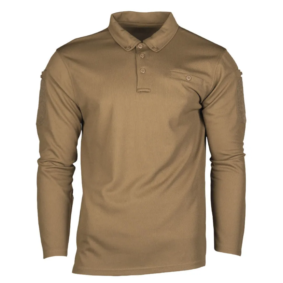 Mil-Tec - Tactical Quickdry Langærmet Herre Polo // Dark Coyote