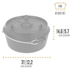 Petromax - Dutch Oven ft4.5 Støbejernsgryde med flad bund (4,5L)