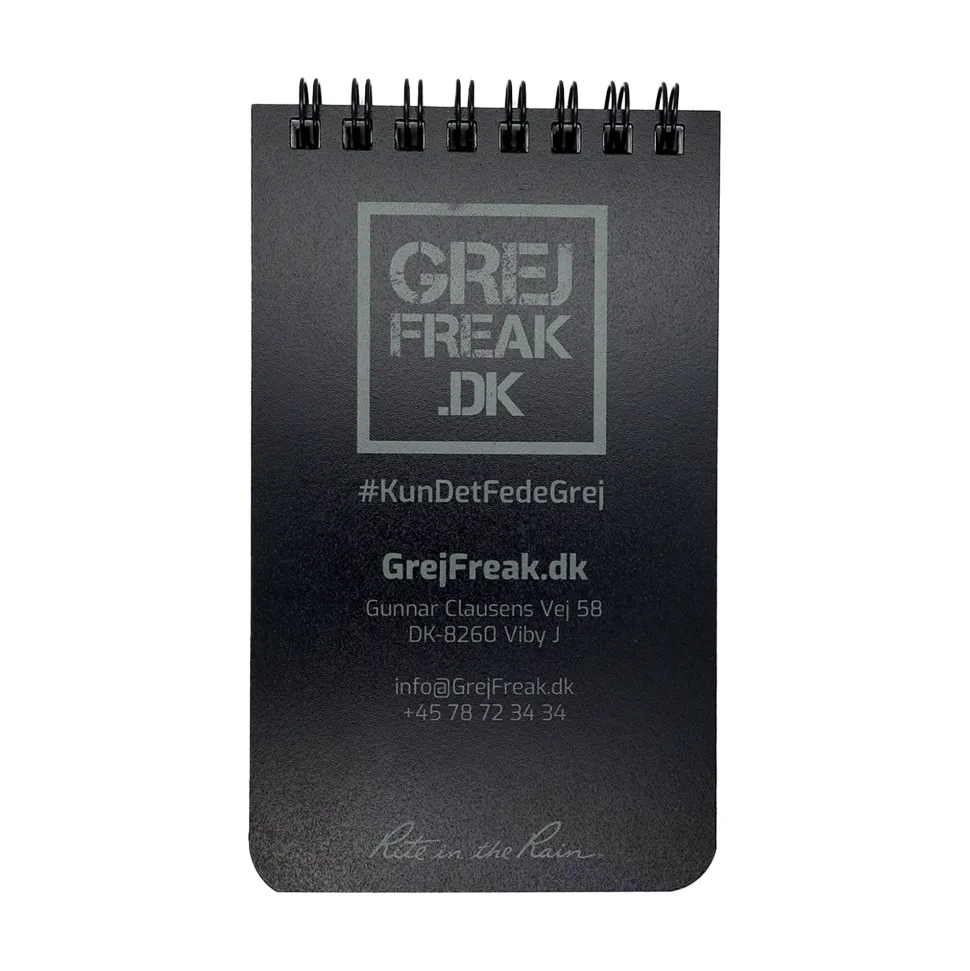 Rite In The Rain - Pocket Top Spiral m. GrejFreak.dk Logo 8 x 13 cm // Sort