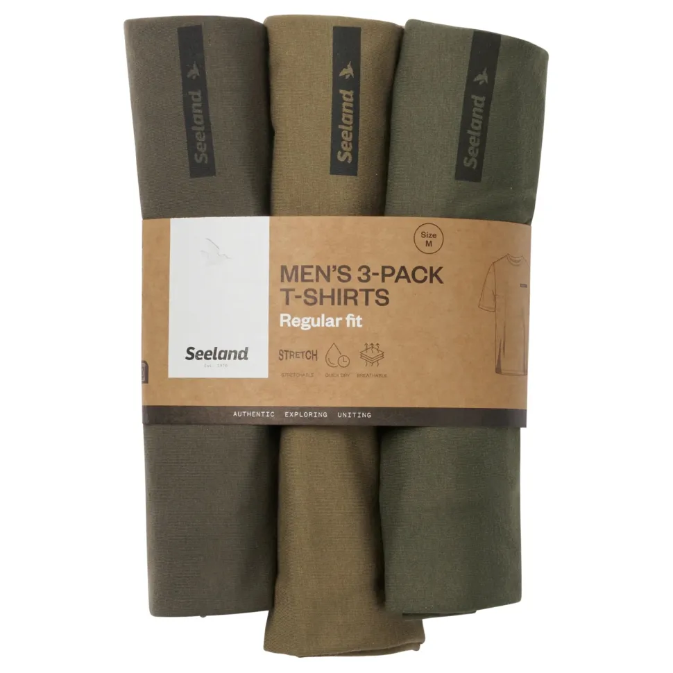 Seeland - 3-Pak T-shirt // Pine Green / Military Olive / Grape Leaf