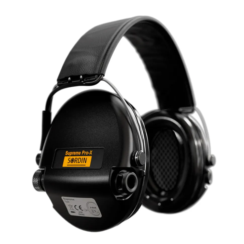 Sordin - Supreme Pro-X Black Leather Elektronisk Høreværn 82 dB
