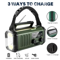 Sunny Hiker - Nødradio m. Powerbank 10.000 mAh // Grøn