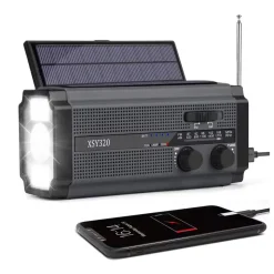 Sunny Hiker - Nødradio m. Powerbank 5.000 mAh (Kan bruge 3xAAA Batterier) // Sort