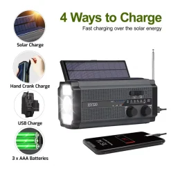 Sunny Hiker - Nødradio m. Powerbank 5.000 mAh (Kan bruge 3xAAA Batterier) // Sort