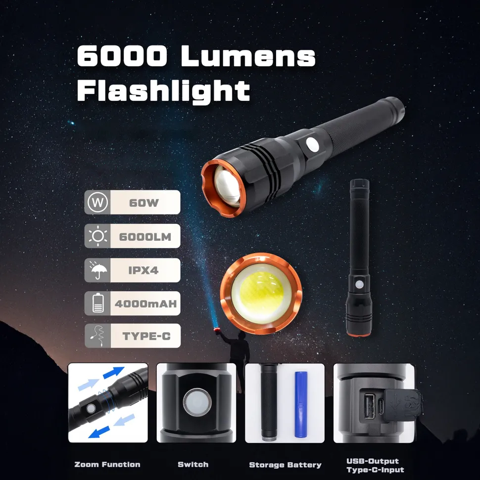 Sunny Hiker - Tuff 6000 Lommelygte (6000 lumen)