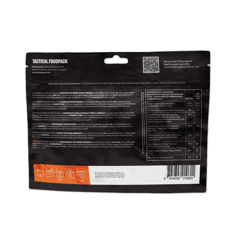 Tactical Foodpack - Kartoffelmos med Kylling - Stor Portion, 704 Kcal