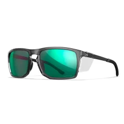 Wiley X - AXE Captivate Solbriller // Pol Green Mirror - Gloss Crystal Grey Frame