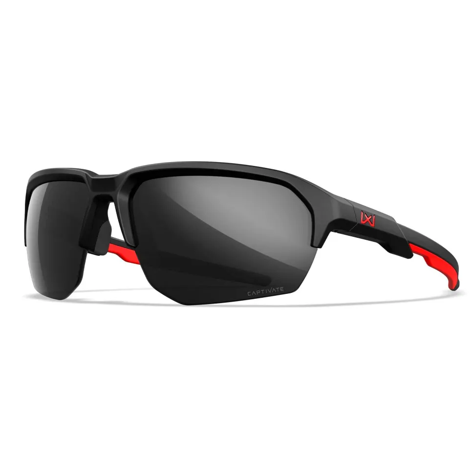 Wiley X - JAKL Captivate Solbriller // Black Mirror - Matte Black/Red Frame