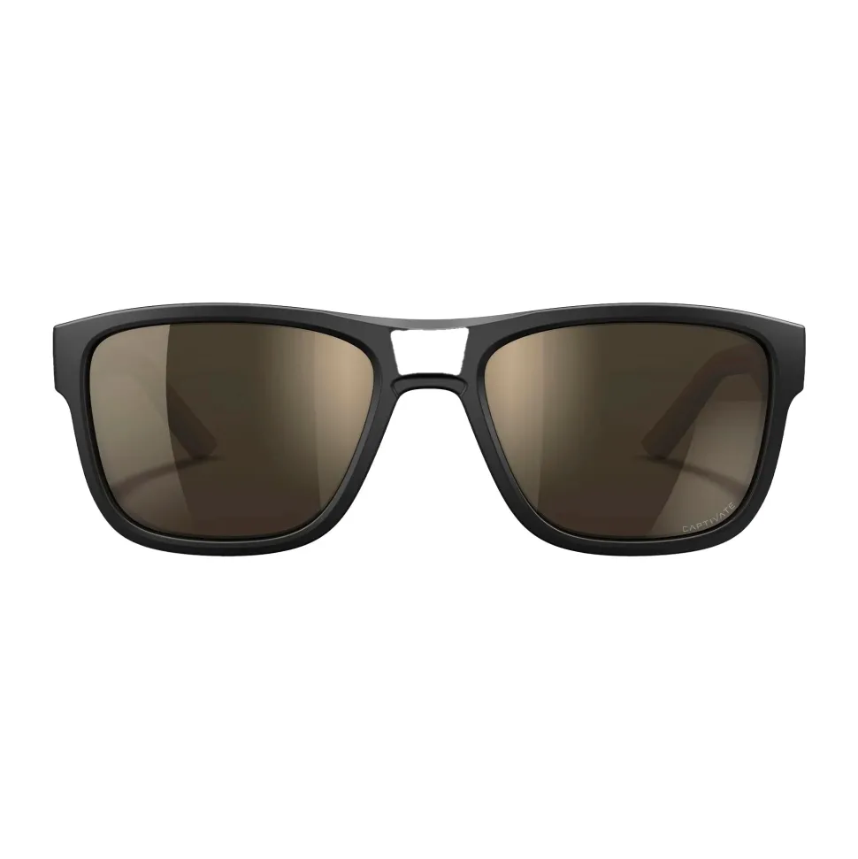 Wiley X - OVATION Solbriller // Captivate Pol Tungsten Mirror - Matte Black/Tan Frame