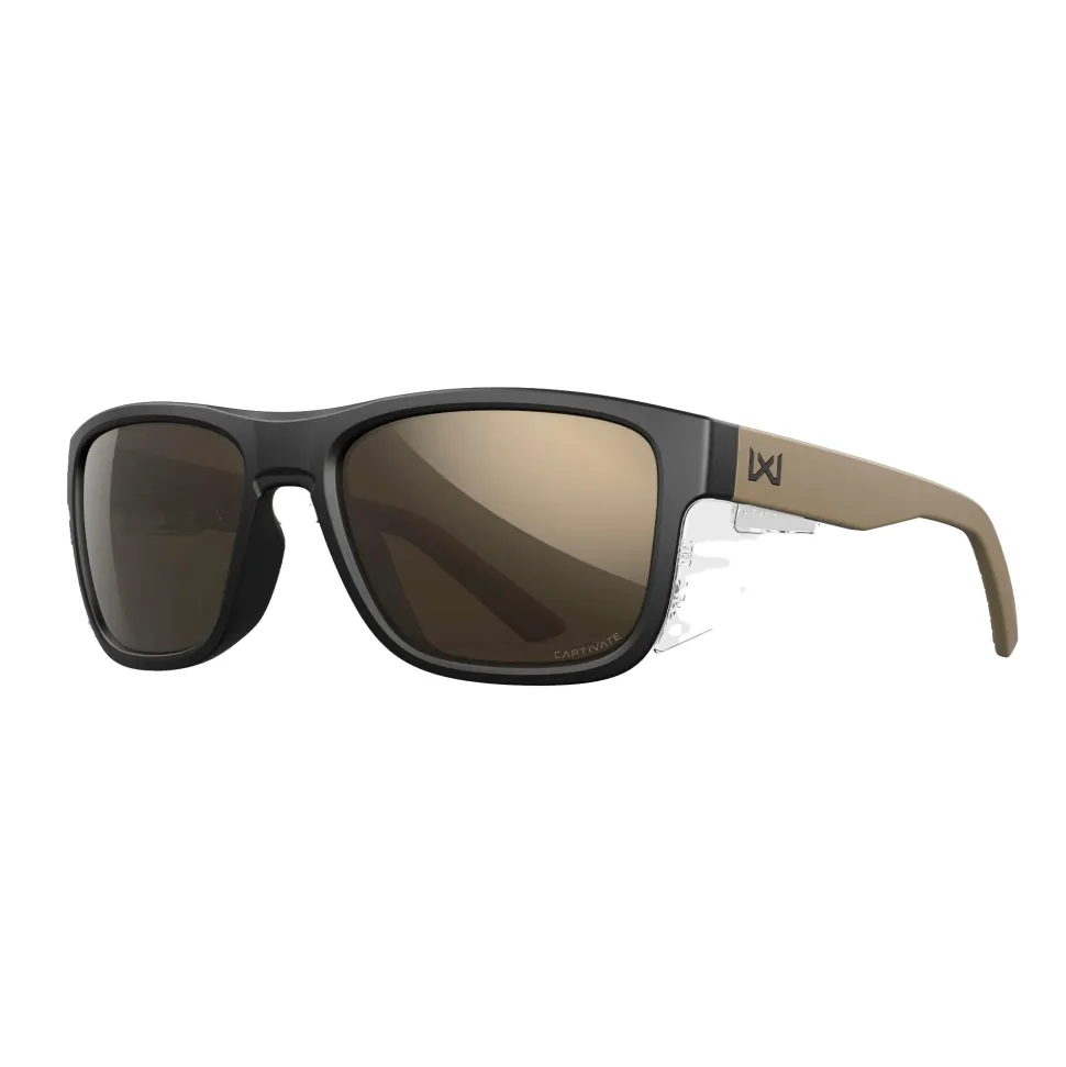 Wiley X - OVATION Solbriller // Captivate Pol Tungsten Mirror - Matte Black/Tan Frame