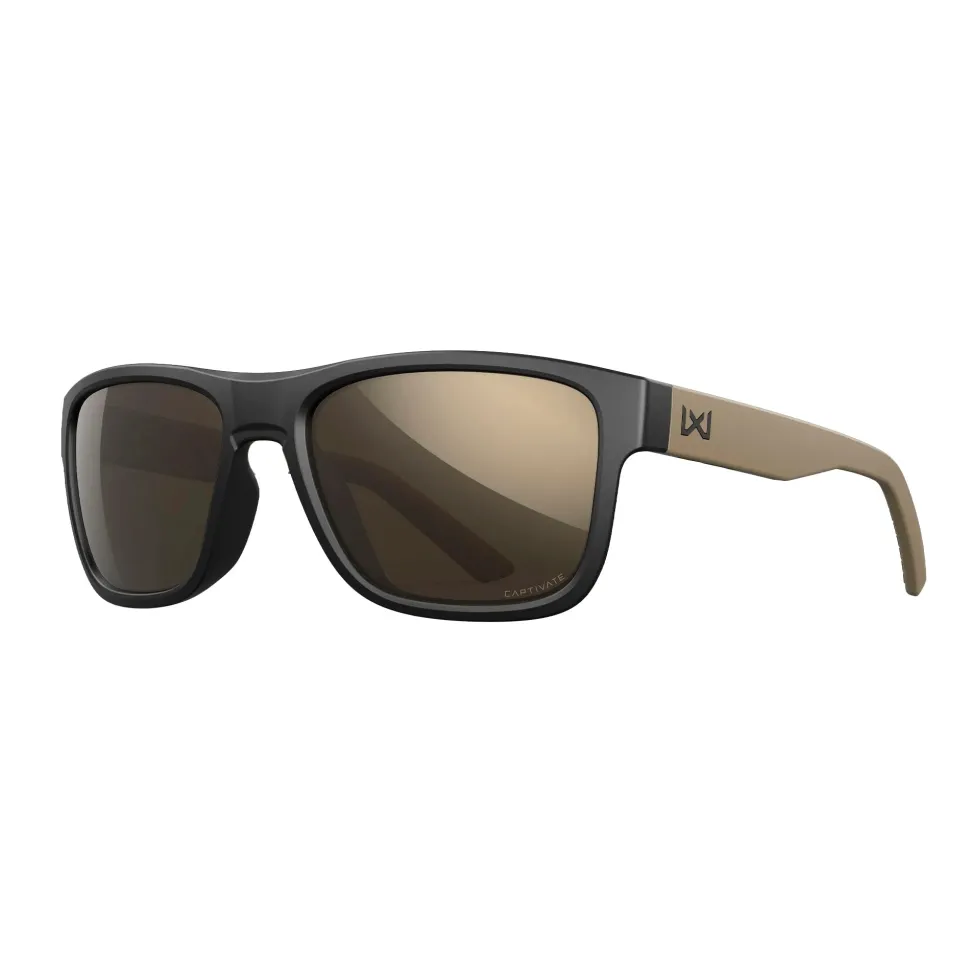 Wiley X - OVATION Solbriller // Captivate Pol Tungsten Mirror - Matte Black/Tan Frame