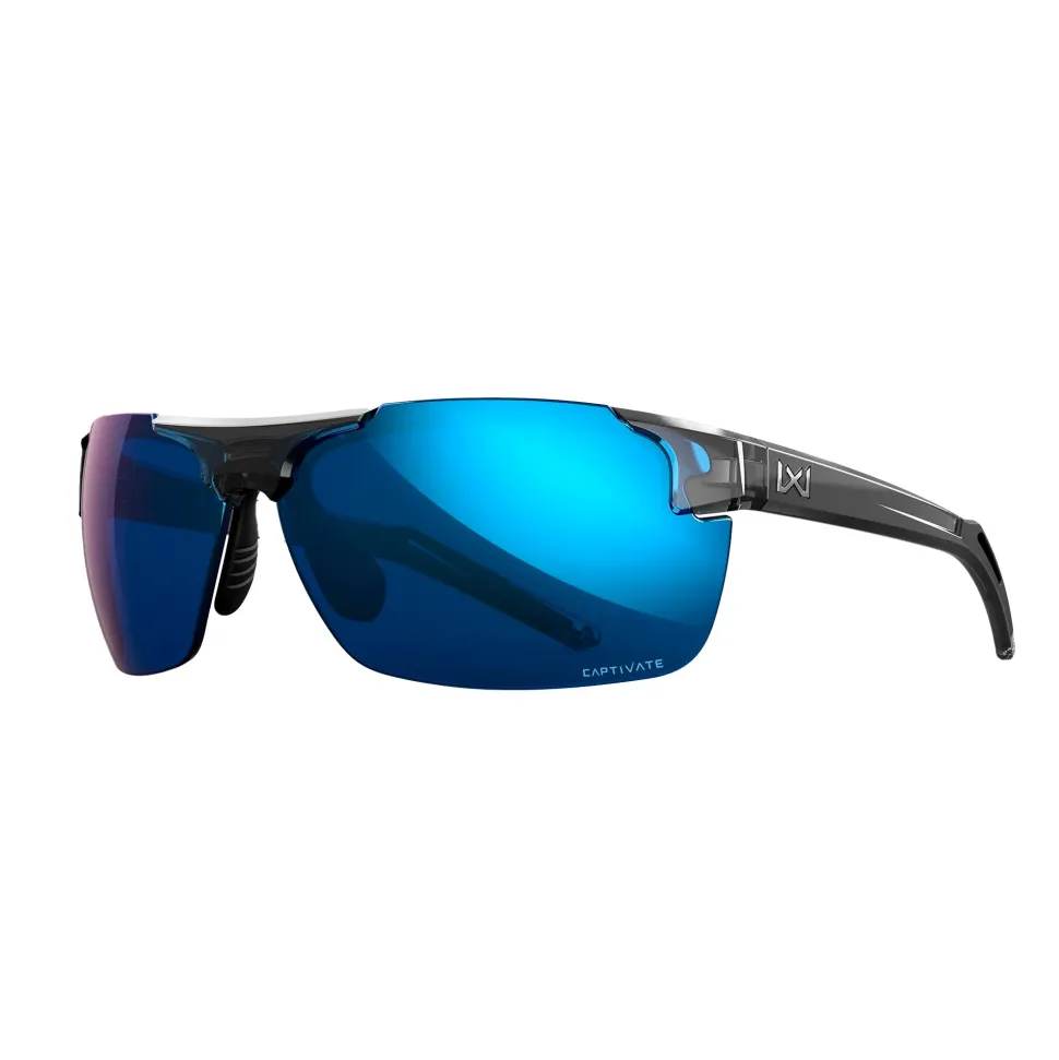 Wiley X - PRIME Captivate Solbriller // Pol Blue Mirror - Gloss Crystal Grey Frame