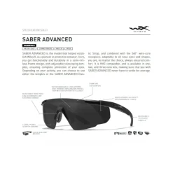 Wiley X - Saber Advanced Ballistiske Briller i Sort // Grå/Orange - 2 Linser