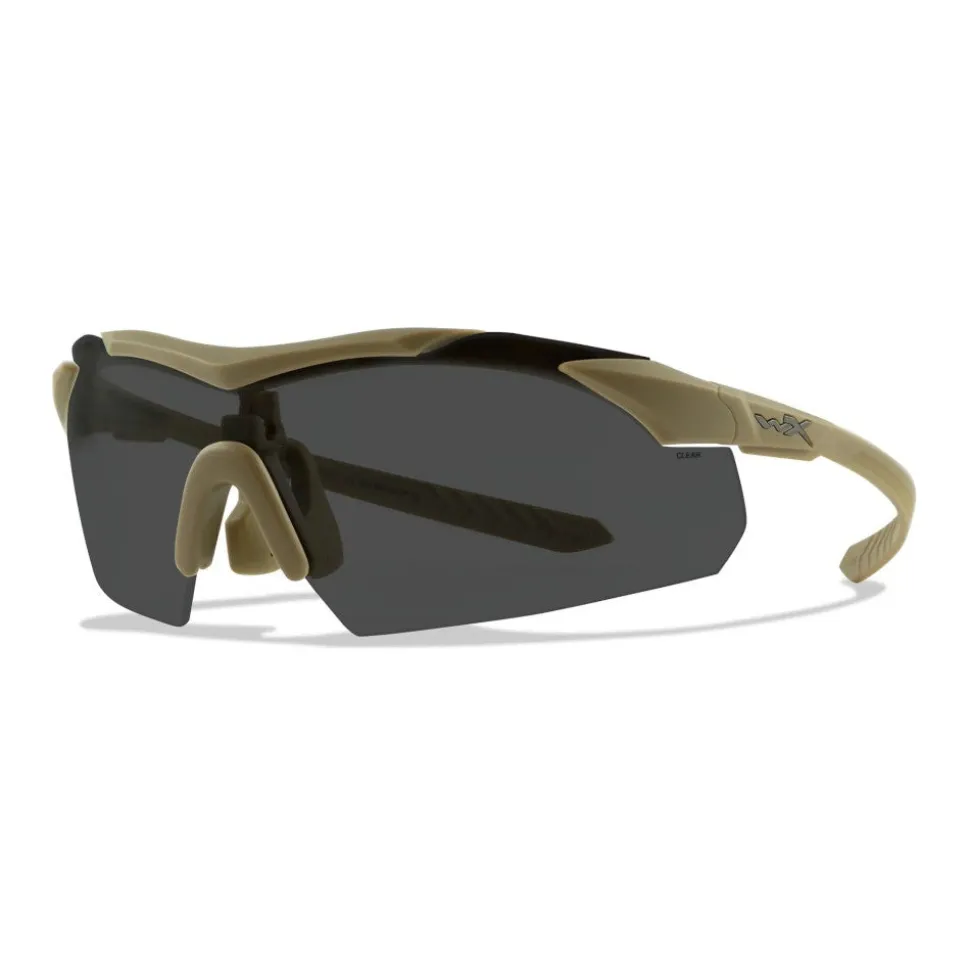 Wiley X - VAPOR COMM 2.5 Ballistiske Briller // Sandfarvet Stel - 3 Linser Grå/Klar/Orange
