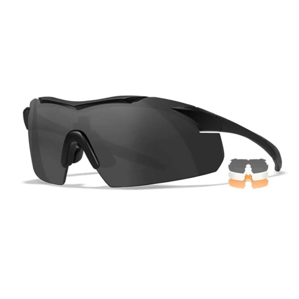 Wiley X - VAPOR COMM 2.5 Ballistiske Briller // Sort Stel - 3 Linser Grå/Klar/Orange